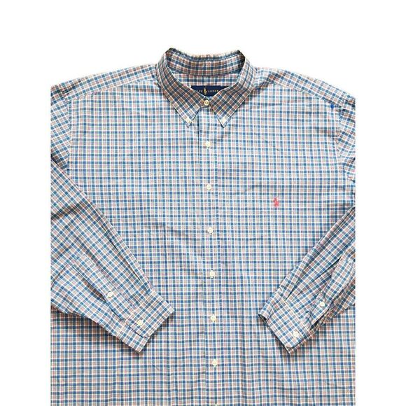 Ralph Lauren Polo 3XB BIG Men's Button up plaid longsleeve shirt pony logo - Picture 1 of 7